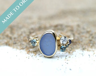 Daydream Sea Glass Engagement Ring | Alternative Engagement Ring | Sea Glass Wedding Ring | Sea Glass Engagement Ring | Anniversary Ring