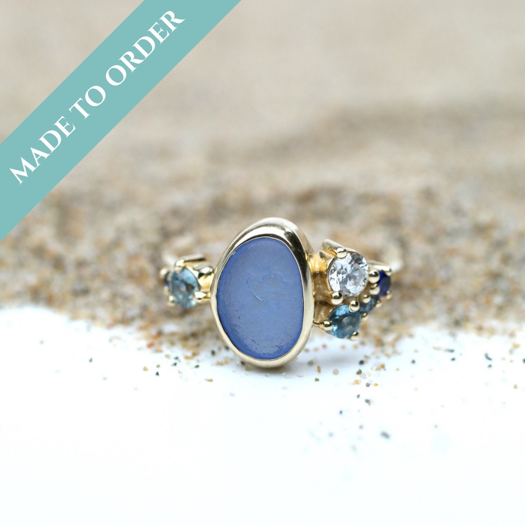 Daydream Sea Glass Engagement Ring Alternative Engagement Ring Sea