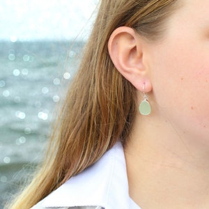 Bezel Set Sea Glass Earrings | Beach Glass Earrings | Simple Sea Glass Earrings |  Everyday Earrings | Sterling Silver Sea Glass Earrings