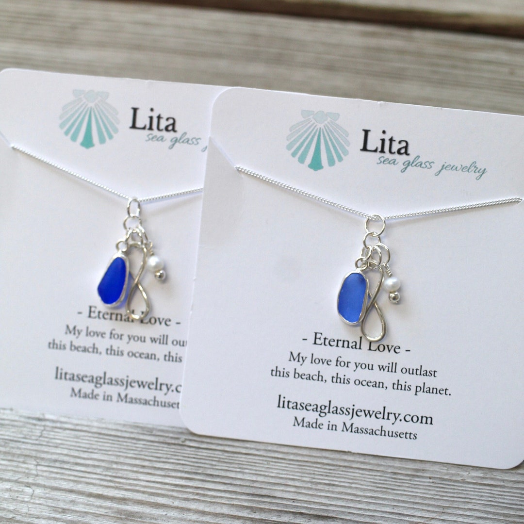 Eternal Love Sea Glass Necklace| Infinity Necklace Sea Glass