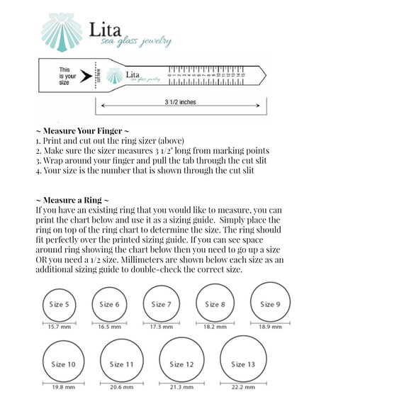 Etsy Ring Size Chart