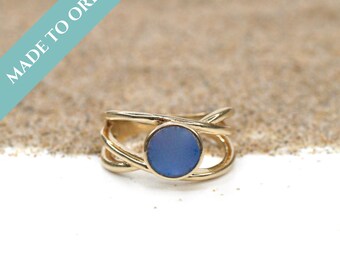 Galaxy Sea Glass Engagement Ring | Alternative Engagement Ring | Sea Glass Wedding Ring | Sea Glass Engagement Ring | Engagement Ring