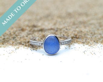 Mermaid Magic Sea Glass Engagement Ring | Alternative Engagement Ring | Sea Glass Wedding Ring | Sea Glass Engagement Ring | Engagement Ring