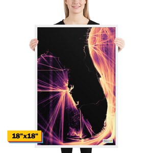 Florida - Ingelijste print - Een jaar aan scheepsbewegingen gevisualiseerd
