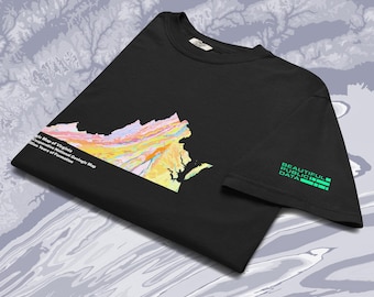 Virginia State Geology Map T-Shirt, USGS Bedrock Earth Science Tee (Dark)