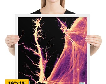 Delaware, Maryland, Virginia y la bahía de Chesapeake - Impresión enmarcada - Un año de movimientos de barcos visualizados