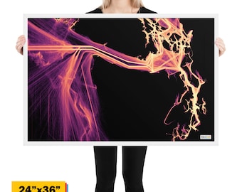 Seattle, Tacoma, Islas San Juan - Impresión enmarcada - Un año de movimientos de barcos visualizados