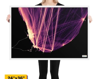 Impresión enmarcada - Un año de movimientos de barcos visualizados: Chicago, Lago Michigan