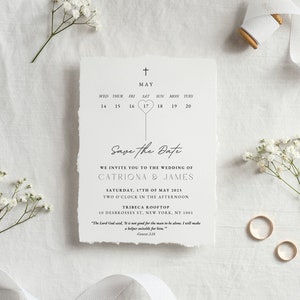 Christelijke Save the Date-uitnodigingen, katholieke Save the Date-kaart, Bijbelvers Save the Date, religieuze Save the Date, bewerkbare sjabloon