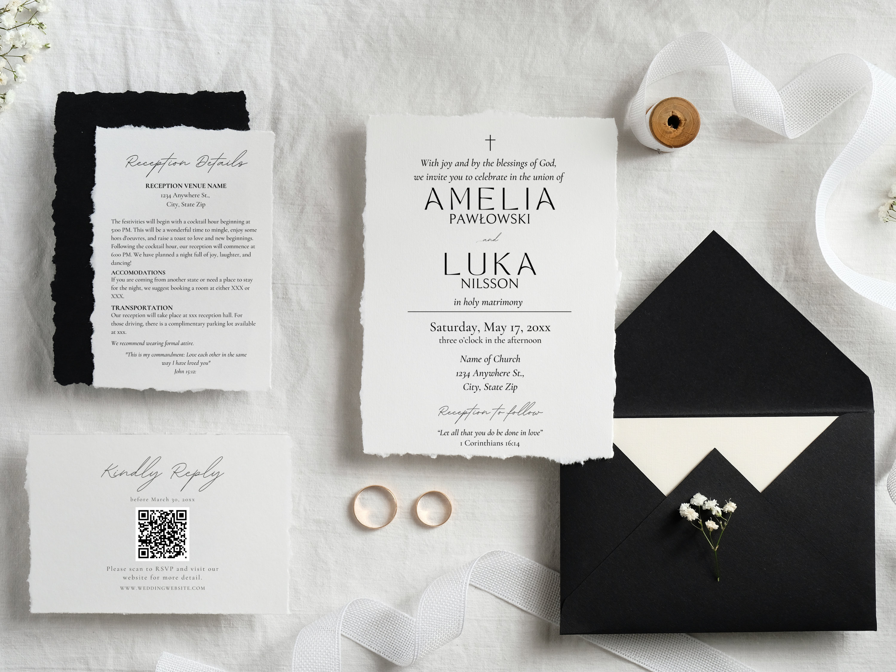 Christian Library Invitations Christian Wedding Invitation Set, Bible Verse Invitations, Editable ...