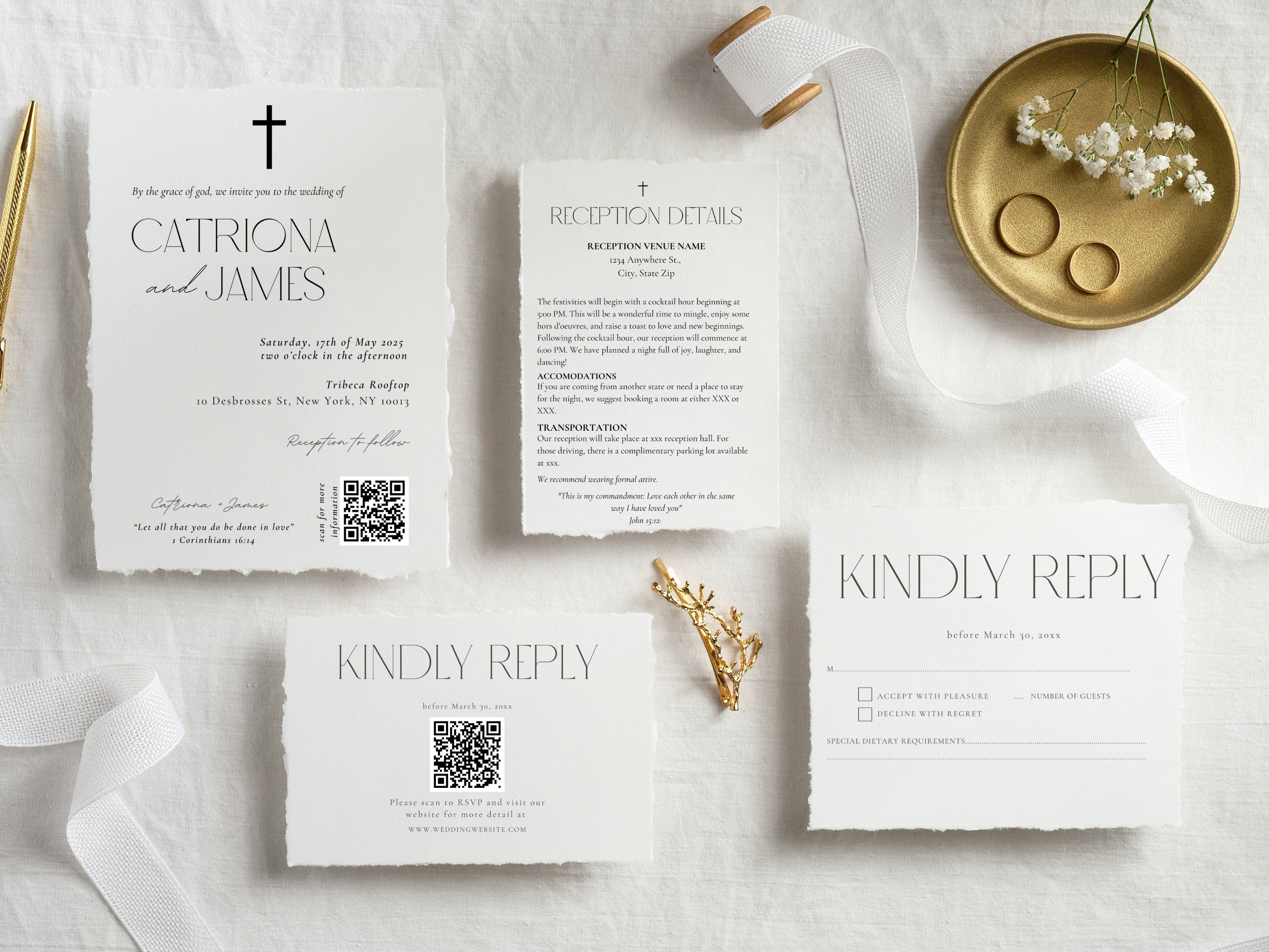 Christian Wedding Invitation Set, Bible Verse Invitations, Editable ...
