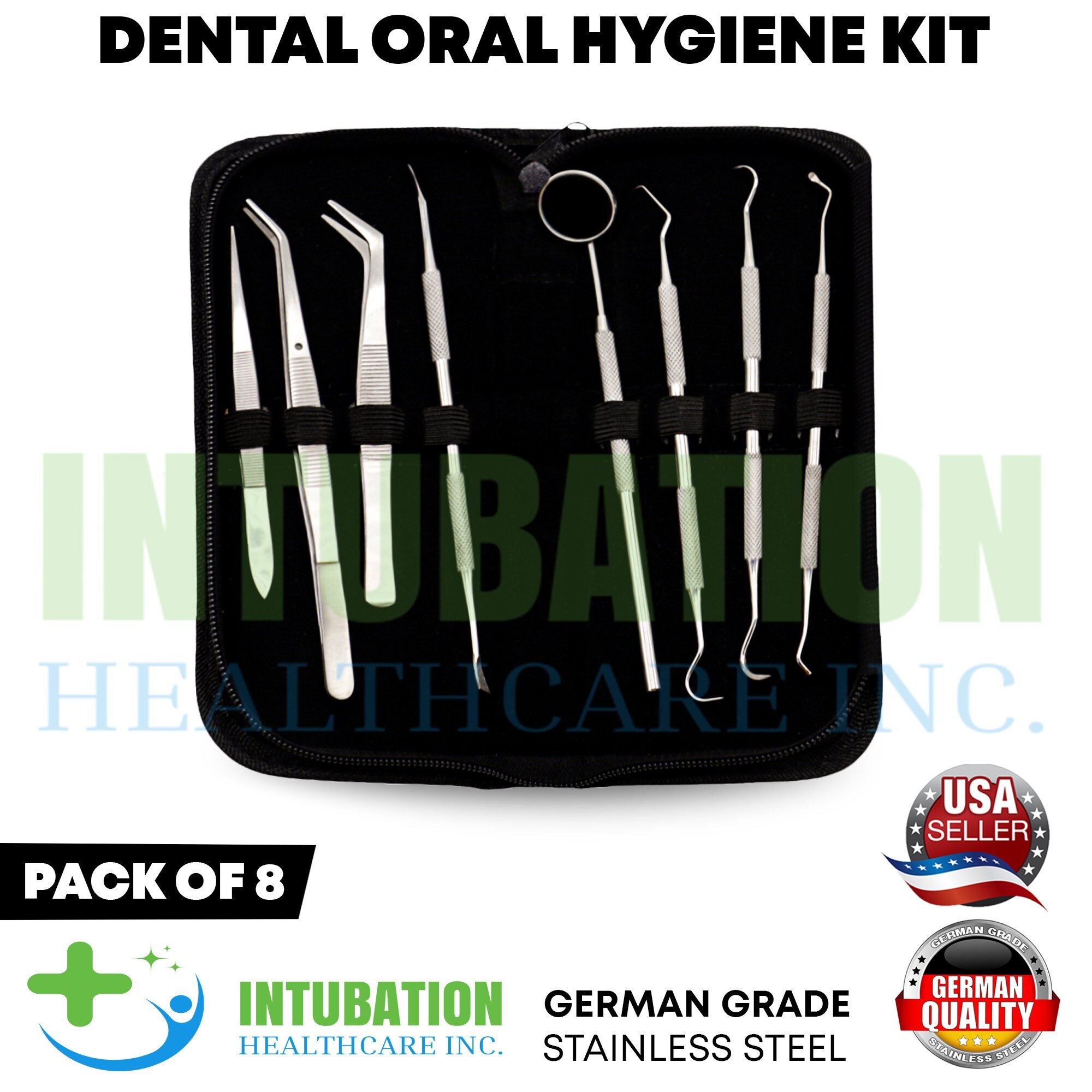 Kit Dentale Professionale Raschietto Denti: Set Bilancia, Specchio, Calcolo, Tartaro E Placca Rimozione - Acciaio Inossidabile