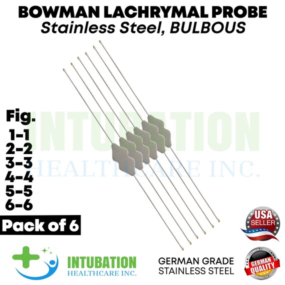 6 Pack Bowman Lacrimal Probes | Surgical Dental ENT Stainless Steel Instruments | Pakistan Made Professional Tools