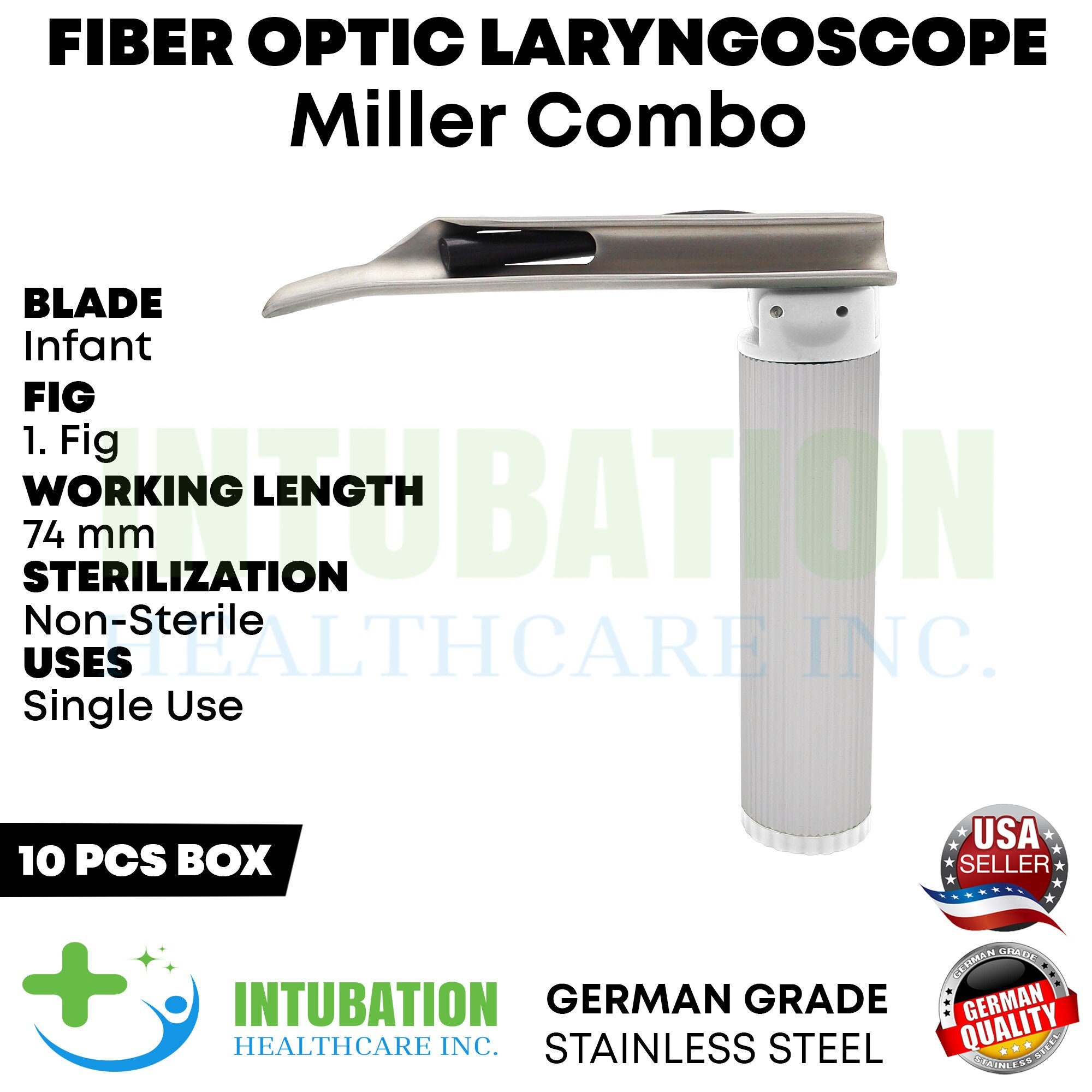 Set Laringoscopio Fibra Ottica Miller Con Luce LED Soffusa - Foto 10