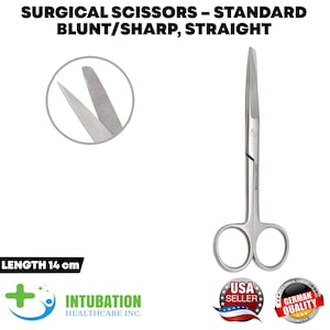 Surgical Scissors 14cm Blunt Sharp Straight Blade Reusable Stainless Steel Medical Tool