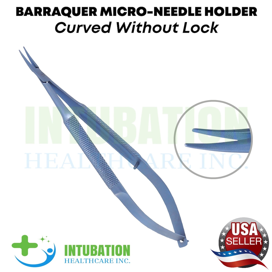 Barraquer Micro Needle Holder Curved Without Lock 12cm Titanium for ...