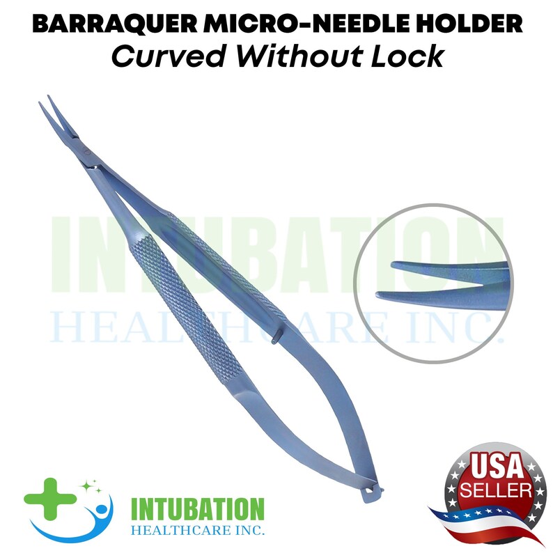 Barraquer Micro Needle Holder Curved Without Lock 12cm Titanium for ...