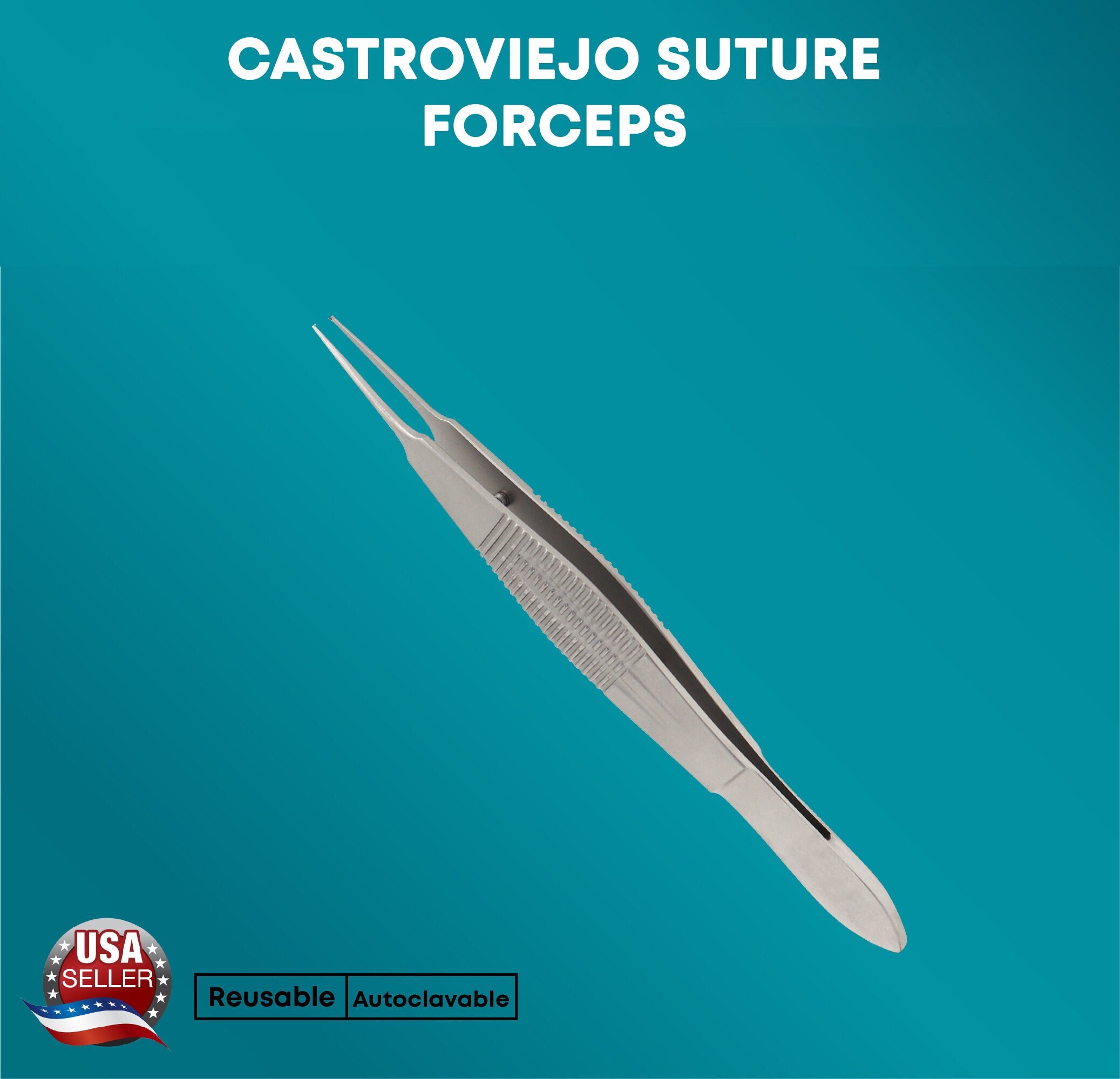 Stellmacher Castroviejo Suture Forceps Set - 1x2 Teeth, 0.5mm, 0.3mm, 0.12mm - Wide Handle