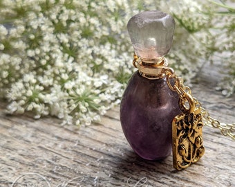 Perfume Bottle Aromatherapy Necklace Fluorite