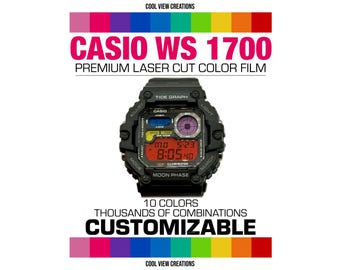 Jeu de films couleur découpés au laser avec précision Casio série WS 1700 uniquement (modification de couleur) - pour une installation plus facile (10 couleurs au choix)