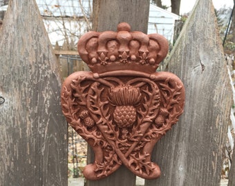 Scottish Luckenbooth Concrete Garden Plaque in Terra Cotta (Red)