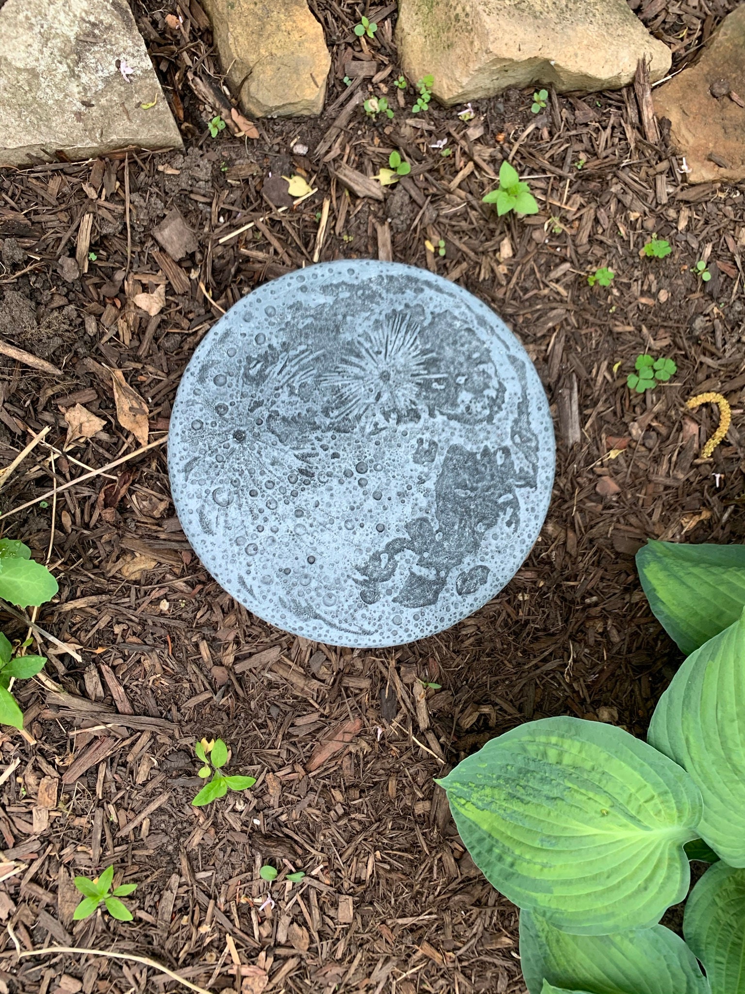 Once in a Blue Moon Full Moon Stepping Stone Cast Concrete