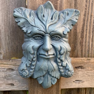 Concrete Greenman Plaque (Bluestone) Garden Sculpture