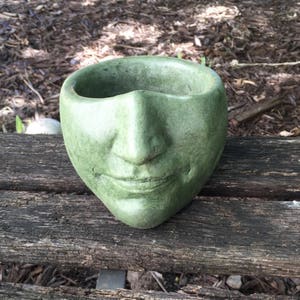 Goddess Planter Head 'Serene' Planter Face (Moss Green) - Listing for 1 head (Plants not Included) Cast Concrete