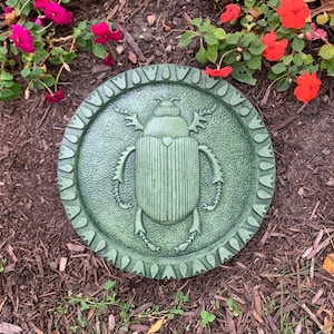 Concrete Stone Scarab Beetle Stepping Stone (Moss Green) Garden Plaque