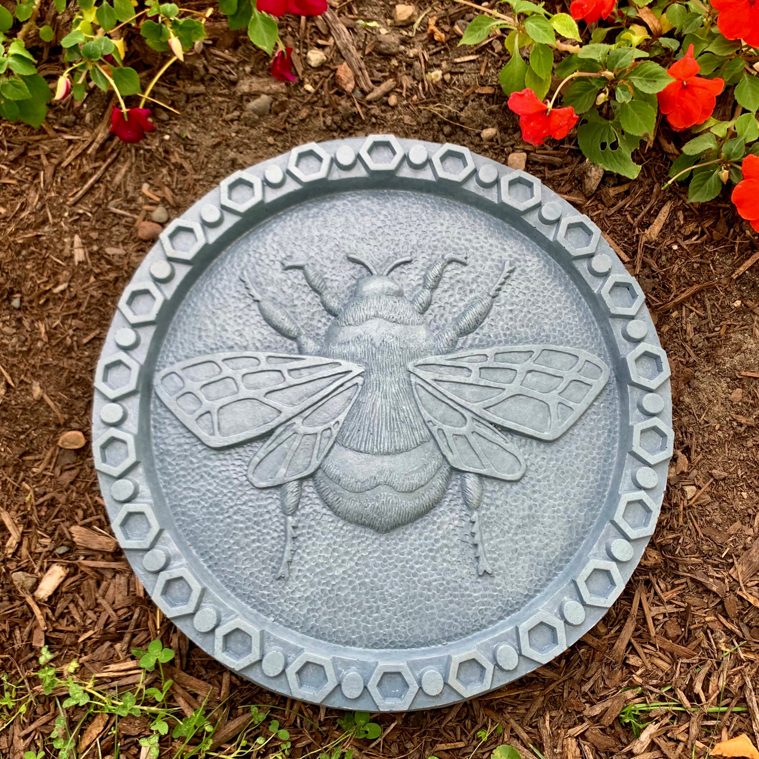 Cast Concrete Bumble Bee Stepping Stone bluestone and Garden Sculpture 