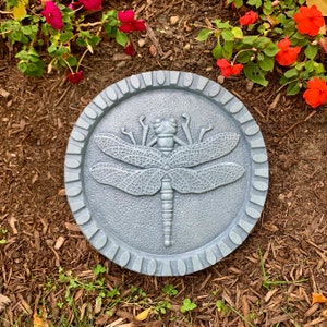 Cast Stone Dragonfly Stepping Stone (Bluestone) and Garden Plaque