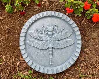 Cast Stone Dragonfly Stepping Stone (Bluestone) and Garden Plaque