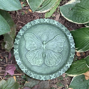 Cast Concrete Butterfly Stepping Stone (Moss) and Garden Plaque