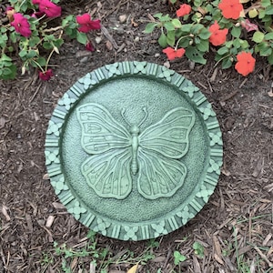 Concrete Butterfly Stepping Stone (Moss) and Garden Plaque