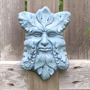 Concrete Greenman Plaque (Bluestone) Garden Sculpture