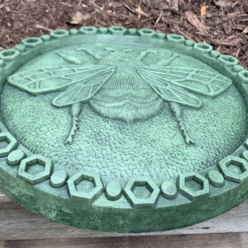 Cast Stone Bumble Bee Stepping Stone Moss and Yard Sculpture image 5
