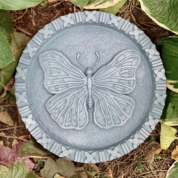 Cast Concrete Butterfly Stepping Stones (Bluestone) Garden Plaque
