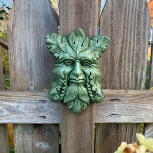 Concrete Greenman Plaque (Moss) Garden Sculpture