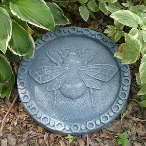 Cast Concrete Bumble Bee Stepping Stone (Bluestone) and Garden Sculpture