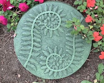 Cast Concrete Fern Leaf Fiddlehead Stepping Stone (Moss) Ying Yang