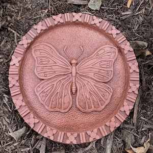 Cast Concrete Butterfly Stepping Stone (Terracotta) Garden Sculpture