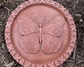Cast Concrete Butterfly Stepping Stone (Terracotta) Garden Sculpture