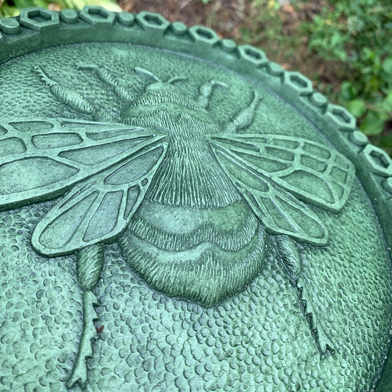 Cast Stone Bumble Bee Stepping Stone Moss and Yard Sculpture image 3