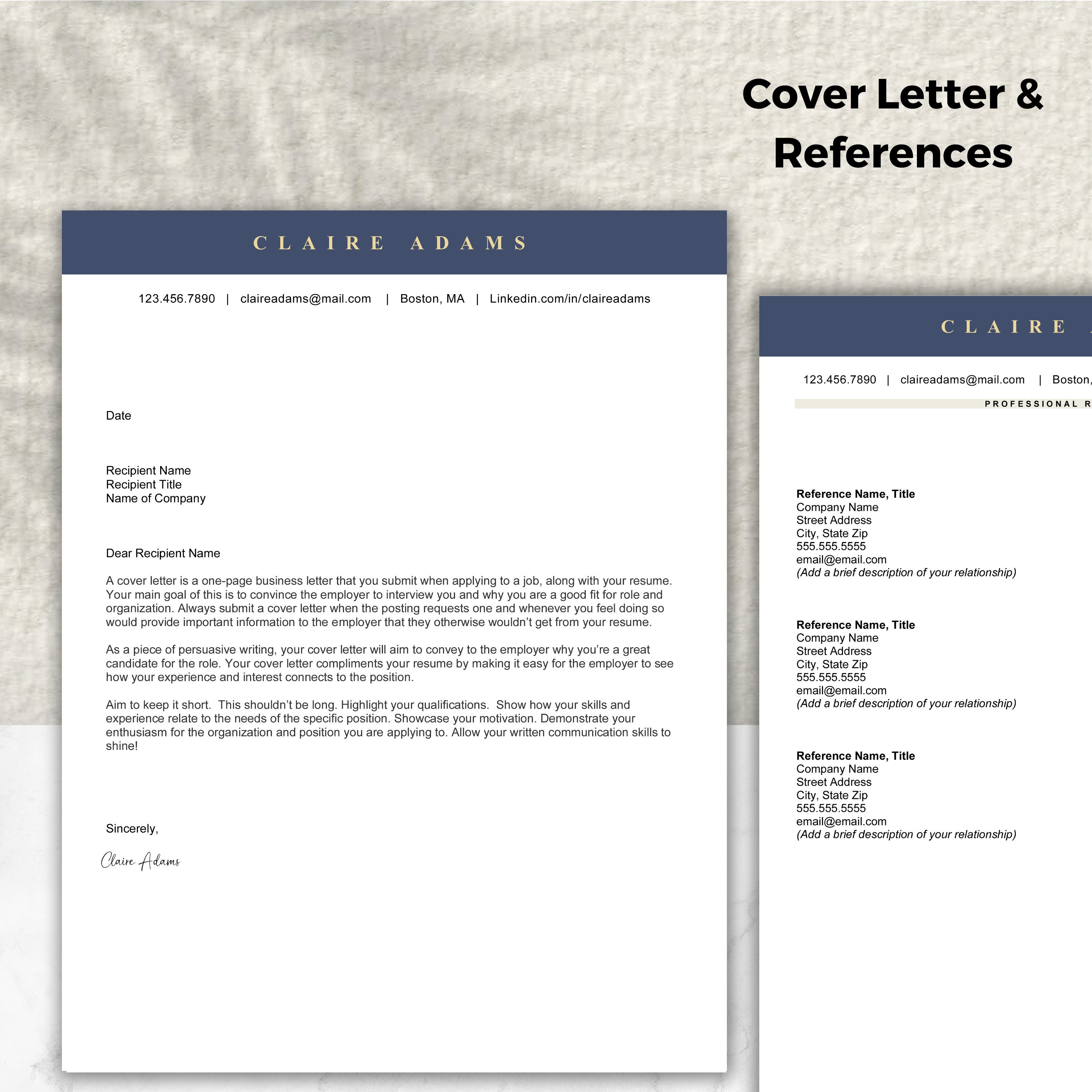 Modern Professional Resume Template, Microsoft Word , Cover Letter ...