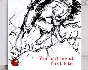 You Had Me at First Bite - Romantic Adam and Eve Card Love Story Valentine's Day Card Anniversary Gift