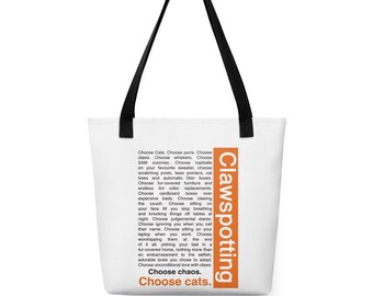 Tote Bag | Clawspotting: Choose Cats - Trainspotting Choose Life 1996 Cinema 90s Renton Funny Cat Lover Gift