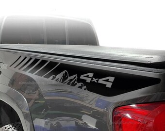 Tacoma 4x4 Mountain Stripes Decals: Off Road Truck Bedside Vinyl Stickers