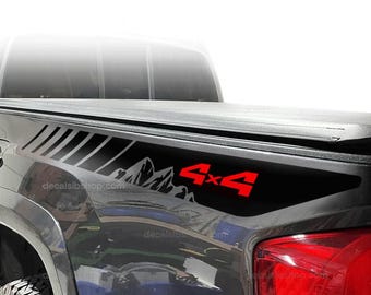 Tacoma TRD 4x4 Mountain Stripe Decals: Off Road Bedside Vinyl Stickers