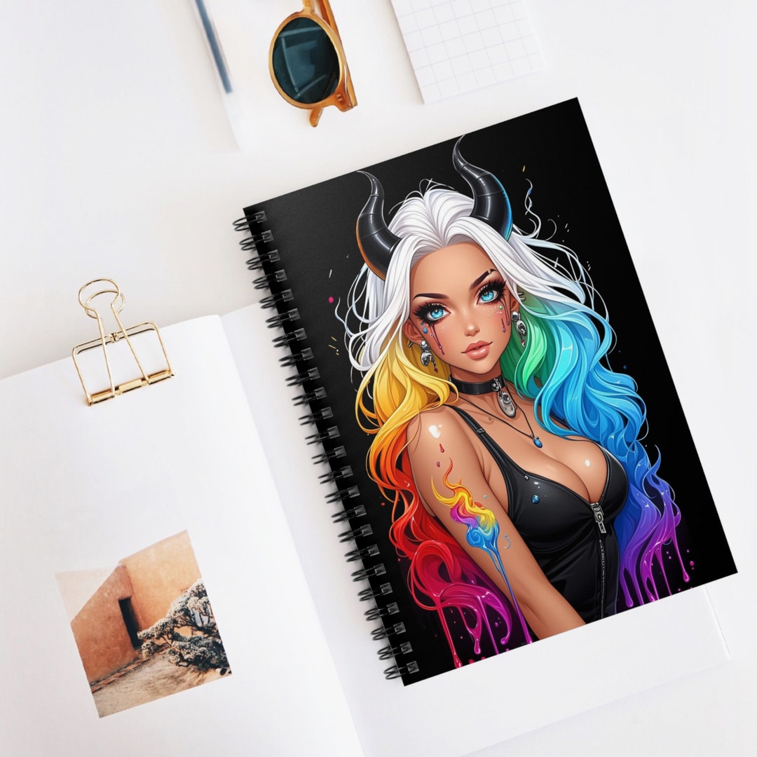 Rainbow Hair She Devil Spiral Notebook Ruled Line - Etsy