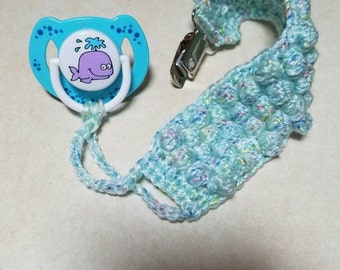 Crochet bobbles pacifier or teething toy holder